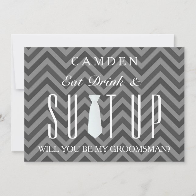Invitation Black Chalkboard Suitup Will you be my groomsman (Devant)