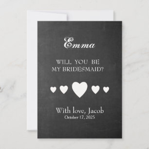 Invitation Black Chalkboard Tu Seras Mon Bridesmaid Invitat