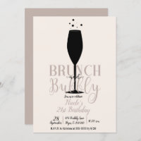 Black Champagne Glass Brunch & Bubbly Anniversaire