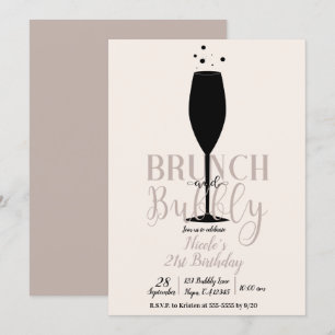 Invitation Black Champagne Glass Brunch & Bubbly Anniversaire
