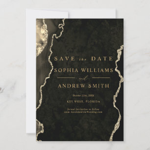 Invitation Black & Champagne Gold Modern Enregistrer la date