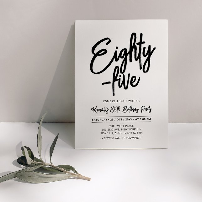 Invitation Black | Chic Quatre-vingts - cinq fête du 85e anni (Créateur téléchargé)