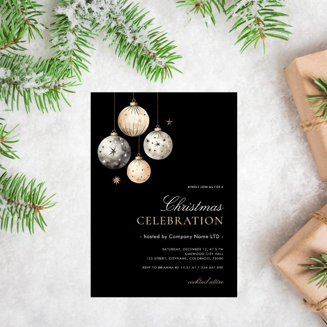 Invitation Black Christmas Celebration Office Corporate Party (Créateur téléchargé)