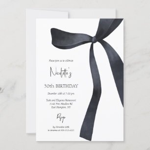 Invitation Black Coquette Bow Elégant 30e anniversaire