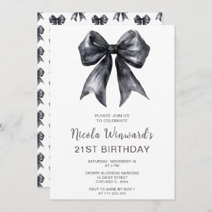 Invitation Black Coquette Bow fête d'anniversaire