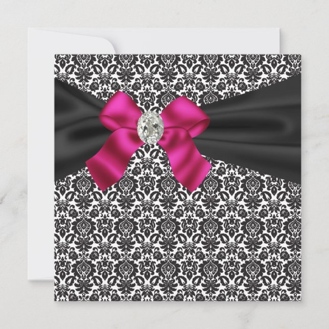 Invitation Black Cravate Party Rose Black Damask Party Invita (Devant)