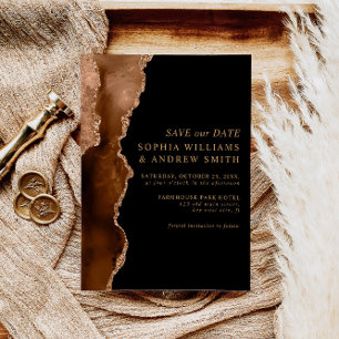 Invitation Black & Desert Gold Enregistrer le Mariage de date