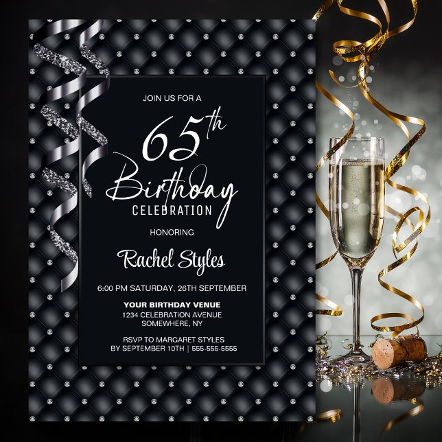 Invitation Black Diamond Motif 65e fête d'anniversaire (Créateur téléchargé)