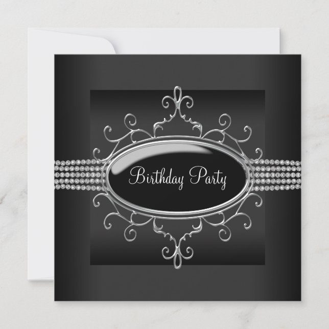 Invitation Black Diamond Womans Black Anniversaire Party (Devant)
