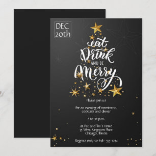 Invitation Black Eat, Drink & be Joyeux Noël
