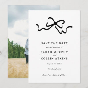 Invitation Black Elegant Bow Enregistrer la date