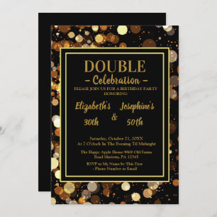 Invitation Black Elegant Chic Double Anniversaire Soiree Invi