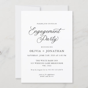 Invitation Black Elegant Moderne Calligraphie Partie d'engage
