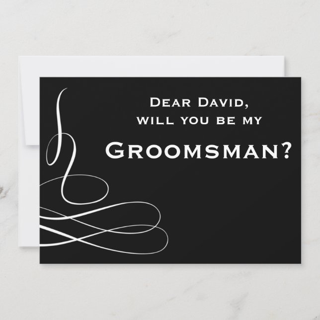 Invitation Black Et White Swirl Serez-Vous Mon Groomsman (Devant)
