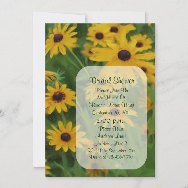 Invitation Black Eyed Susan Art Floral Fête des mariées Invit (Devant)