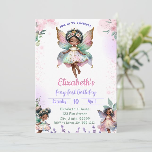 Invitation Black First Fairy Whimsday (Debout devant)