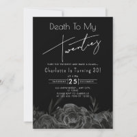 Black Floral Mort à mes 20 ans 30e anniversaire