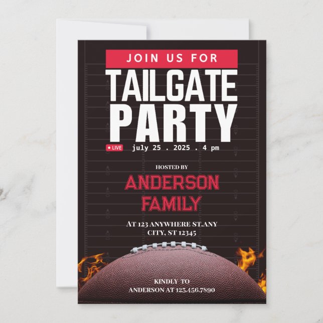 Invitation Black Football Party (Devant)