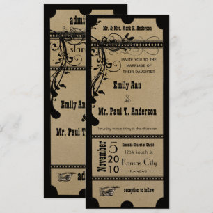 Invitation Black Funky Texture Playbill Swirls Mariage