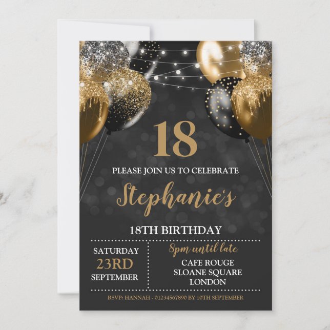 Invitation Black Gold 18e Invitation (Devant)