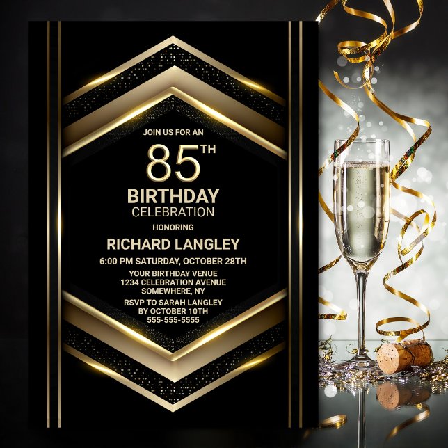 Invitation Black Gold 85e fête d'anniversaire (Créateur téléchargé)