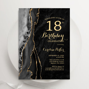 Invitation Black Gold Agate 18e anniversaire