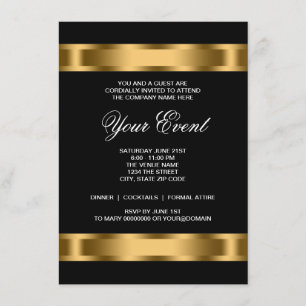 Invitation Black Gold Black Cravate Corporate Party