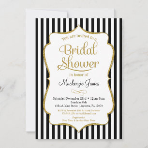 Invitation Black Gold Bridal Shower Élégante
