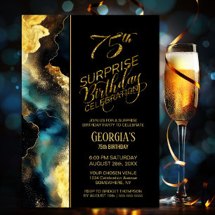Invitation Black Gold Celestial Surprise 75e anniversaire fêt