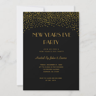 Invitation Black & Gold Chic New Years Eve Party