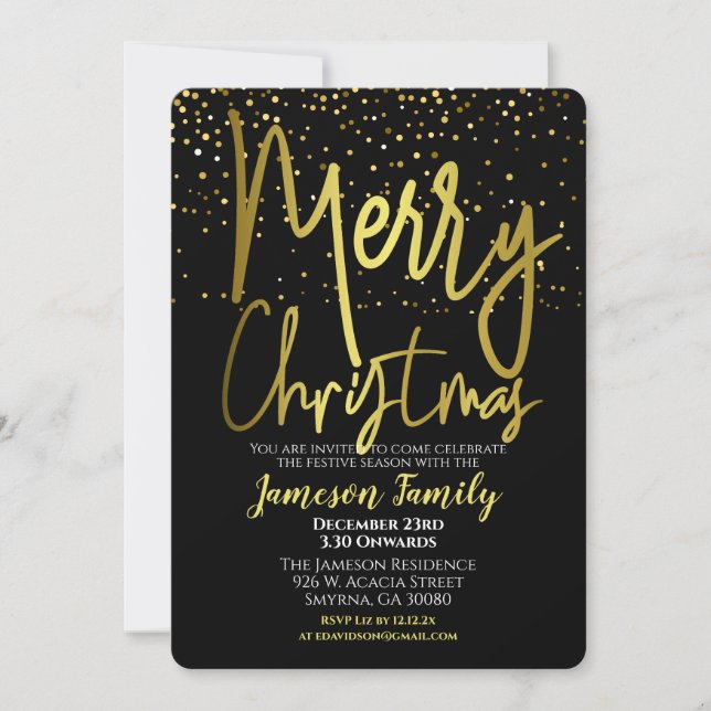 Invitation Black Gold Christmas (Devant)