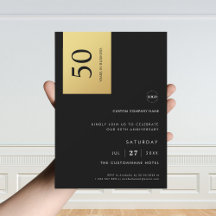 Black Gold Color Block Business Anniversaire Party