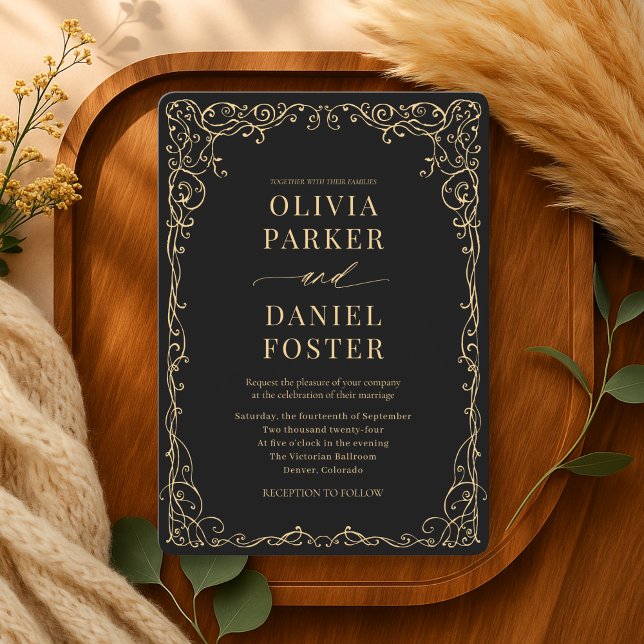 Invitation Black Gold Elegant Modern Wedding (Créateur téléchargé)