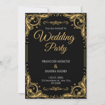 Invitation Black & Gold Elegant Wedding Party