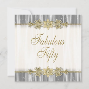 Invitation Black Gold Elegant Womans 50e fête d'anniversaire