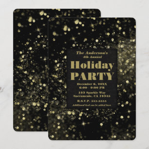 Invitation Black & Gold Feux de Fête Glam