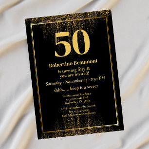 Invitation Black Gold Frontière Parties scintillant moderne 5