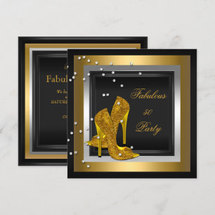 Invitation Black Gold High Talons femmes fête d'anniversaire