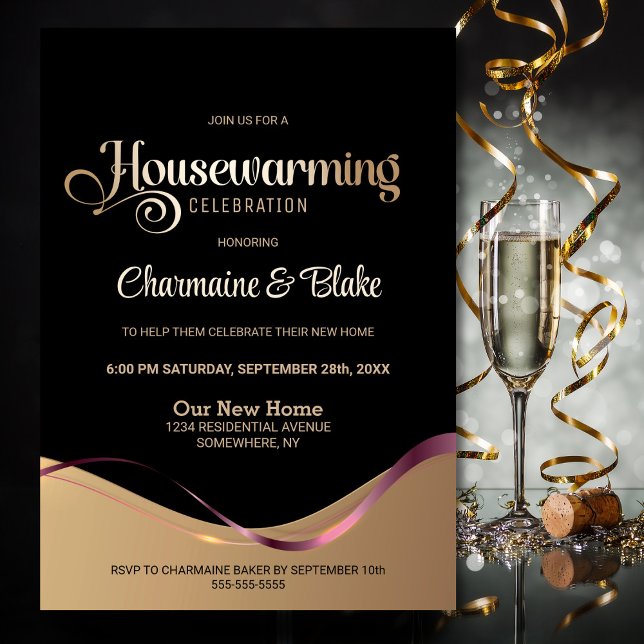 Invitation Black Gold House Party (Créateur téléchargé)