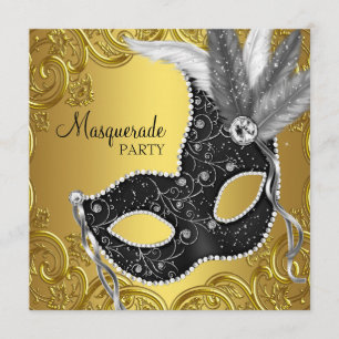 Invitation Black Gold Masquerade