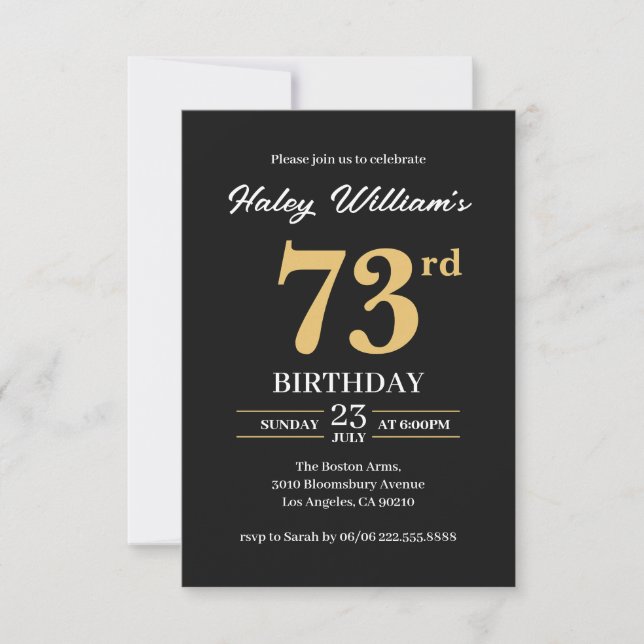 Invitation Black Gold Minimalist Moderne Simple 73e anniversa (Devant)