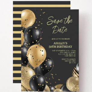 Invitation Black Gold moderne 50e anniversaire