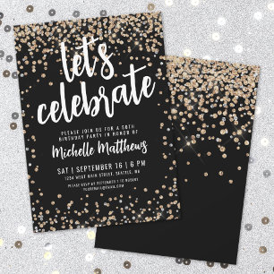 Invitation Black Gold Parties scintillant 50e anniversaire