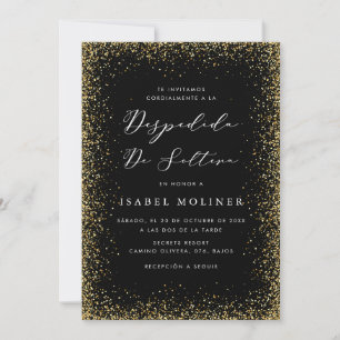 Invitation Black Gold Parties scintillant cadre Fête des mari