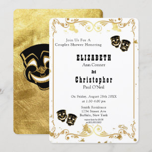 Invitation Black Gold Parties scintillant Comédie & Tragédie 