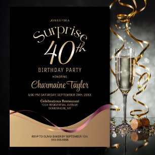 Invitation Black Gold Surprise 40e anniversaire
