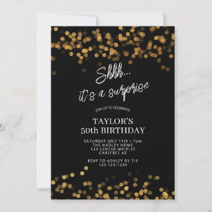 Invitation Black Gold Surprise 50e anniversaire