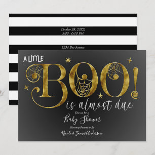 Invitation Black Gold White BOO Élégant Baby shower