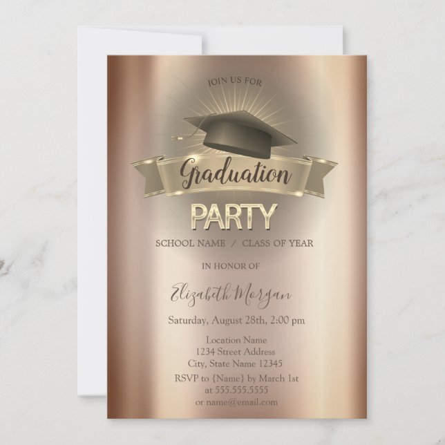 Invitation Black Grad Casquette Cooper Graduation Party (Devant)