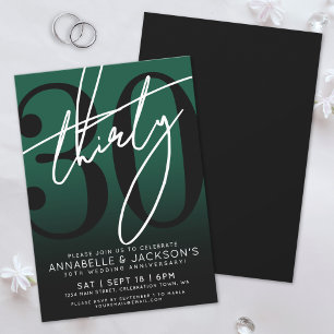 Invitation Black Green 30th Anniversary Party